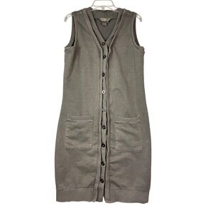 The Territory Ahead 100% Cotton Gray Sleeveless Button Down Dress, Size Large